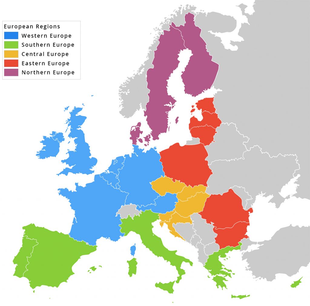 Map of European regions